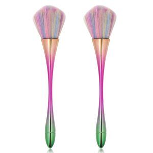 🆕Women Pink 2pcs  Mineral Brush Nail Art Dust Brush Foundation Makeup Brush